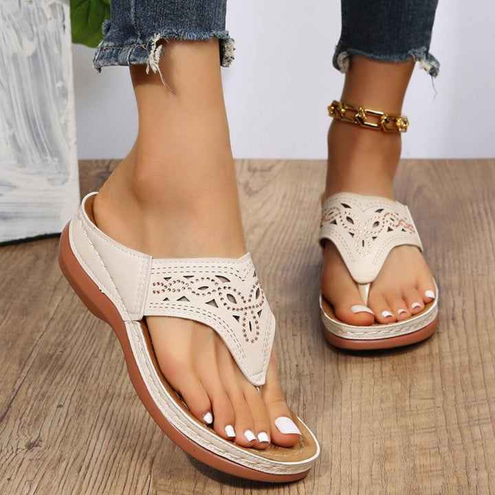 Clip Toe Wedge Sandals Women Summer Flip Flops Slippers Beach Shoes Q2