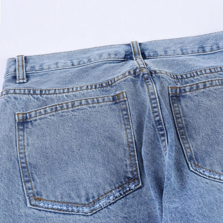 Solid Color Washed Raw Edge Jeans Men - Super Amazing Store