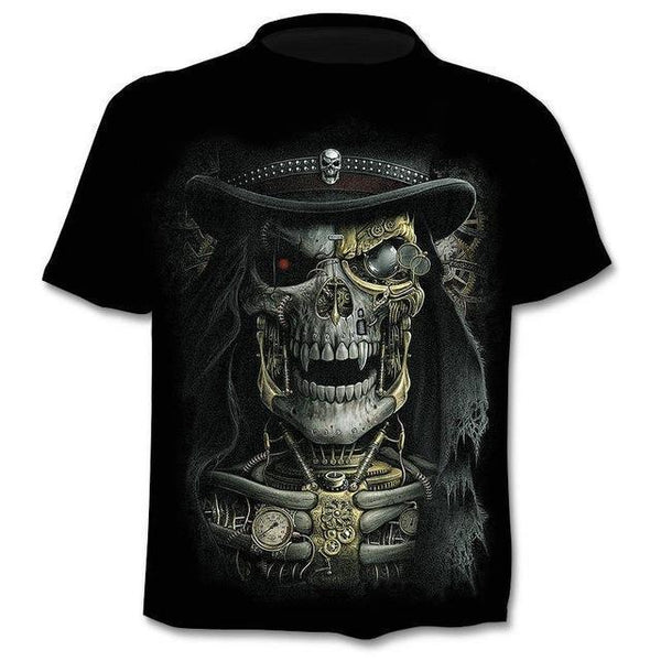 T-shirt Men Punk Style Top Tees Skull Gothic - Super Amazing Store