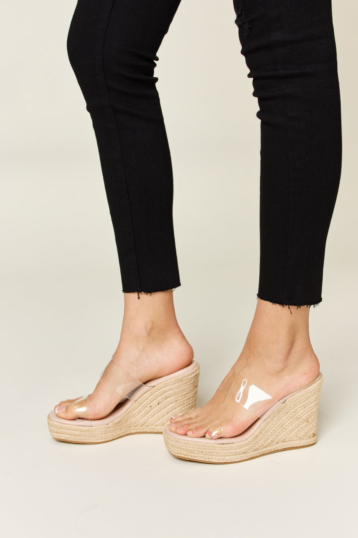 Forever Link Clear Strap Espadrille Platform Wedge Sandals Trendsi