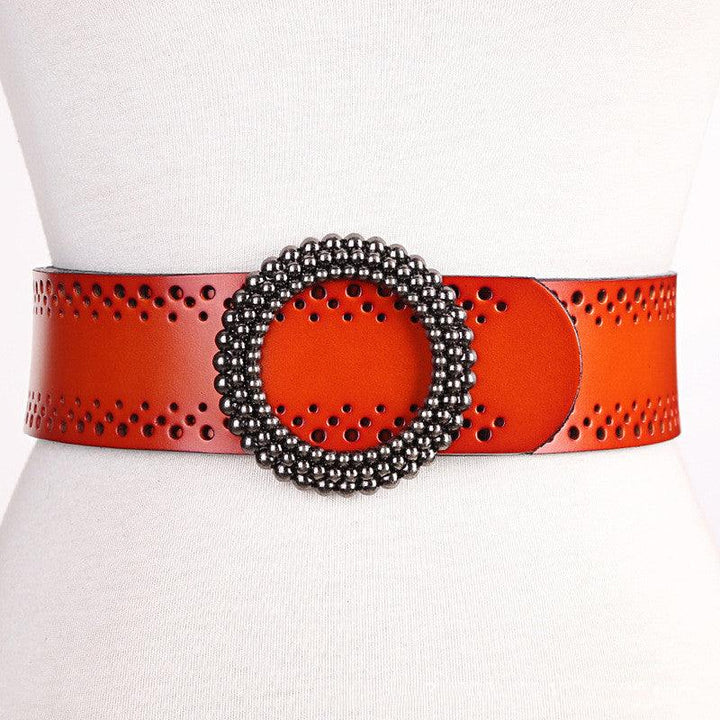 Green Women Belt No Hole Ladies Belts For Dresses Real Leather - Super Amazing Store