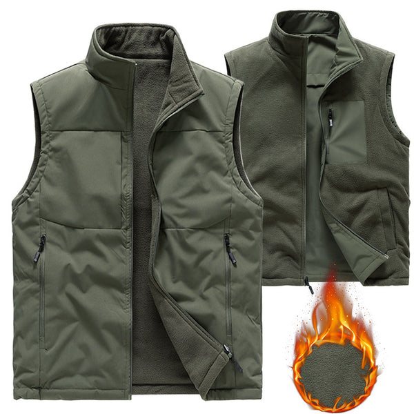 Men's Double-sided Fleece Vest Winter Warm Loose Sleeveless Q2