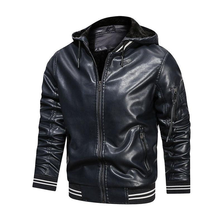 Men's Jacket Spot Hooded Multi-pocket Leather Jacket Men - Super Amazing Store