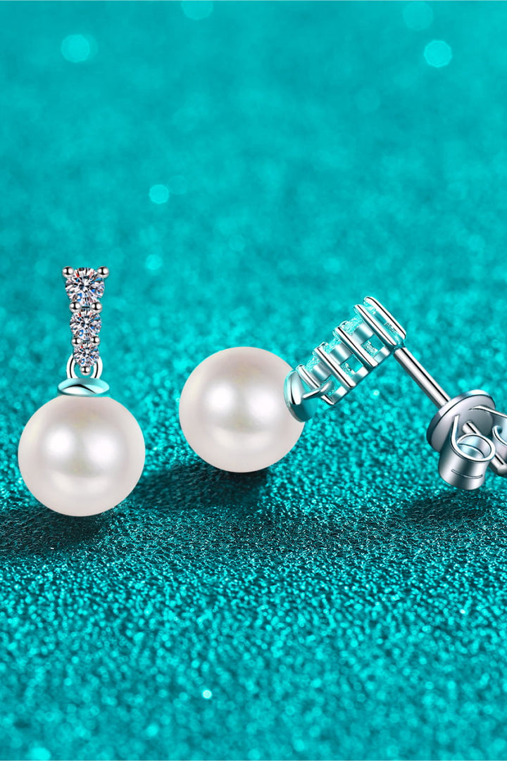 Moissanite Pearl Drop Earrings Trendsi