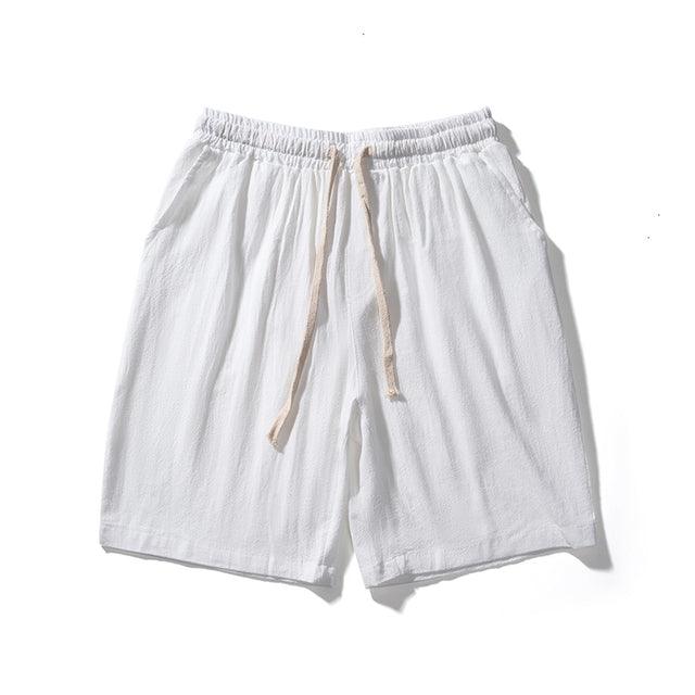 Cotton Line Shorts Men Summer Elastic Waist - Super Amazing Store