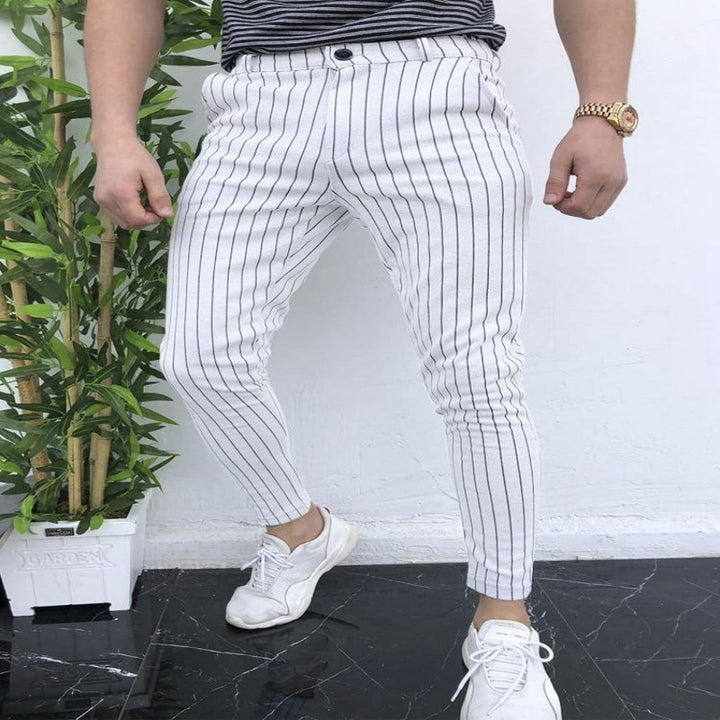 Spring And Autumn Slim Fit Men's Business Casual Pants Long Pants 3D Plaid Q2