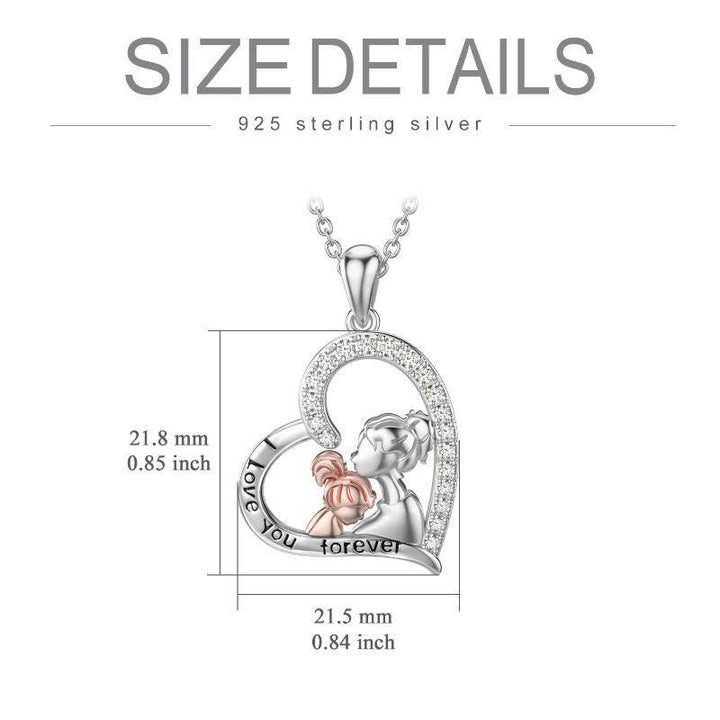 Mom Daughter Necklace 925 Sterling Silver Heart Pendant Necklace Mom and Daughter Jewelry Gifts - Super Amazing Store