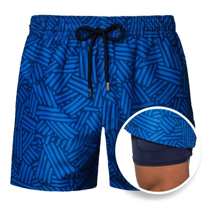 Men's Printed Beach Shorts Sports Double Layer Shorts Summer - Super Amazing Store