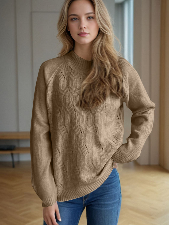 Mock Neck Long Sleeve Sweater Trendsi