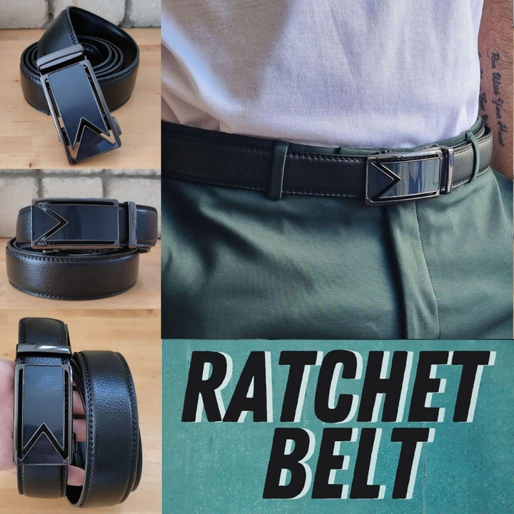 Microfiber Leather Mens Ratchet Belt Belts For Men Adjustable Automatic Buckle - Super Amazing Store