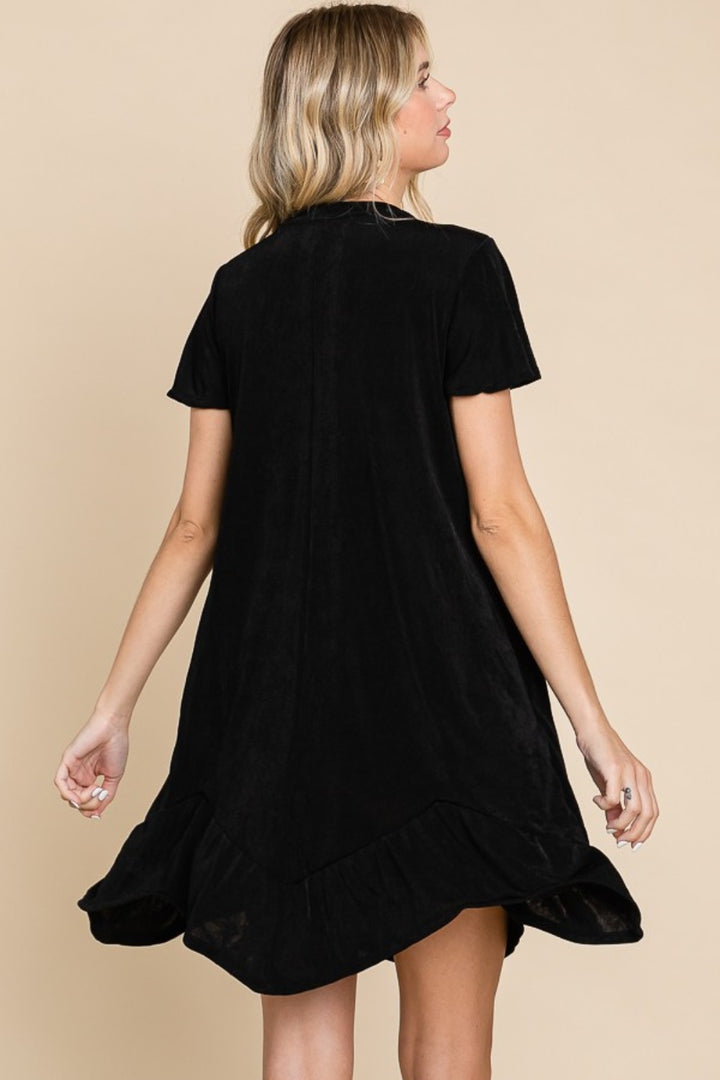 Culture Code Full Size Short Sleeve Ruffled Asymmetric Hem Dress Trendsi