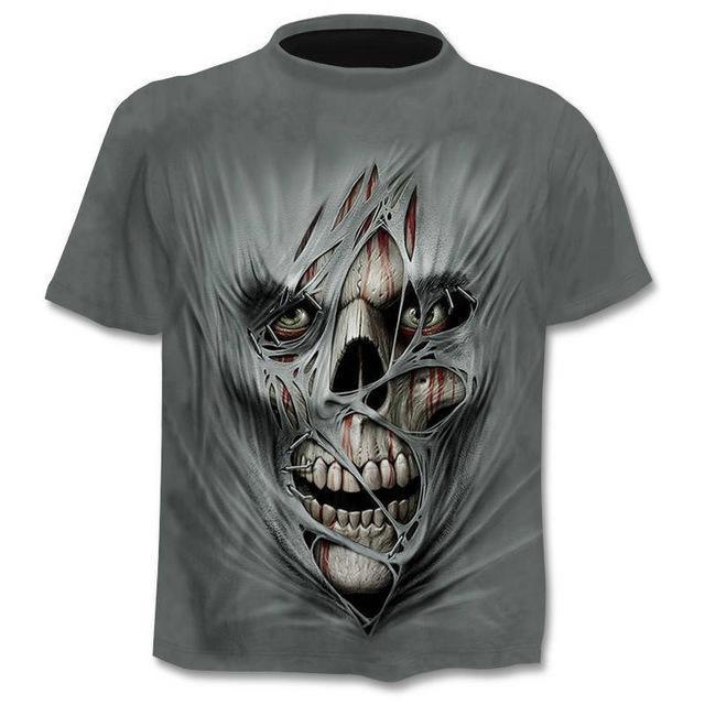 T-shirt Men Punk Style Top Tees Skull Gothic - Super Amazing Store