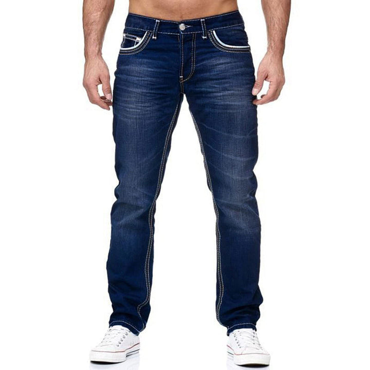 Blue Slim-fitting Simple Small Straight-leg Jeans Q2