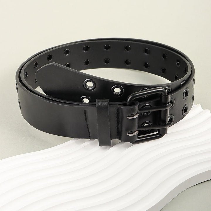 Men's And Women's Double-buckle Cutout Hip Hop Trend Metal Cutout Punk Belts - Super Amazing Store