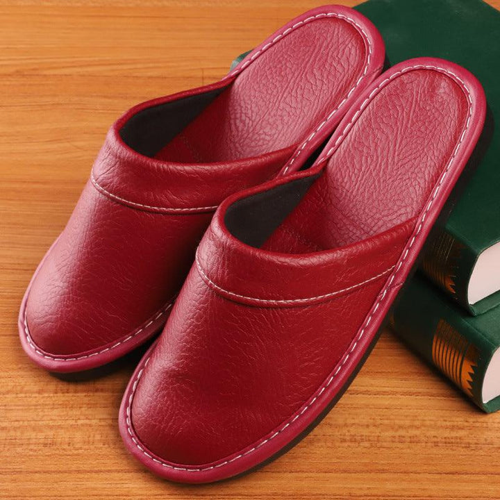 Lazy Four Seasons Leather Slippers Dressing Room Slippers - Super Amazing Store