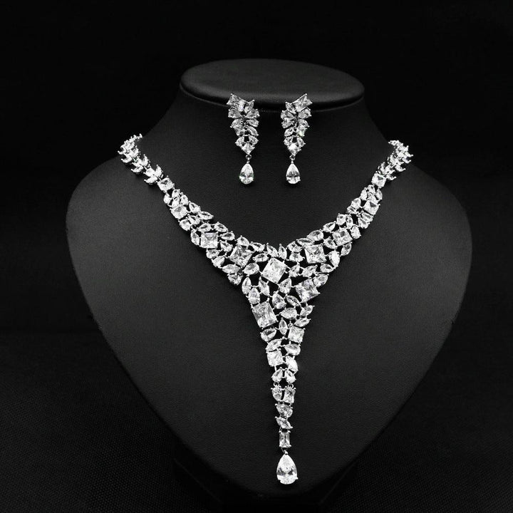 Colorful Zircon Necklace Set Wedding Dress Wedding Earring Accessories - Super Amazing Store