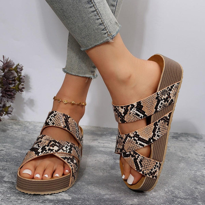 Woven Cross-strap Slippers Summer Platform Sandals Women Flat Beach Shoes - Super Amazing Store