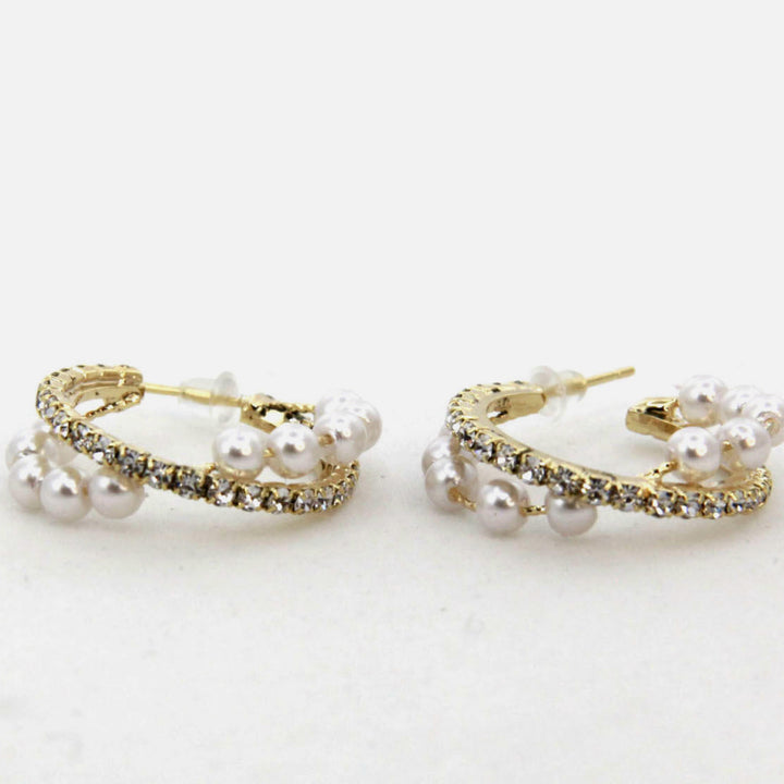 Alloy Pearl Hoop Earrings Trendsi