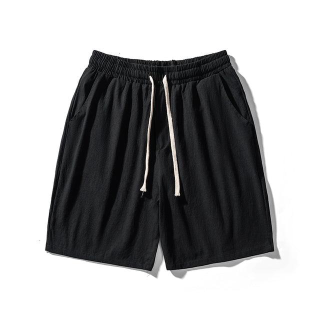 Cotton Line Shorts Men Summer Elastic Waist - Super Amazing Store