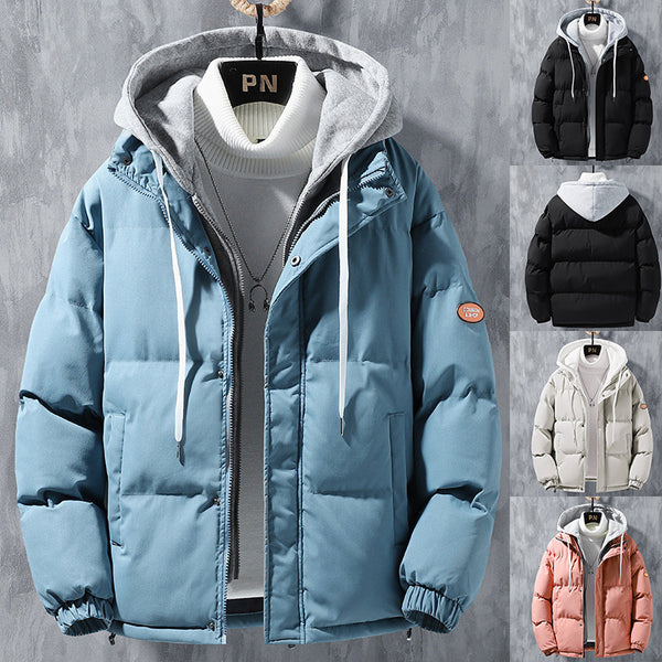 Hooded Jacket Men Winter Windproof Thickened Two-piece Coat Q2