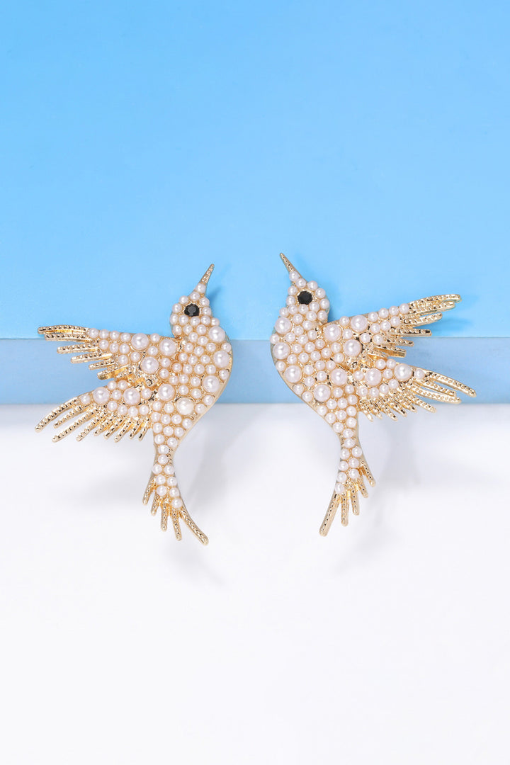 Bird Shape Zinc Alloy Frame Glass Stone Dangle Earrings Trendsi