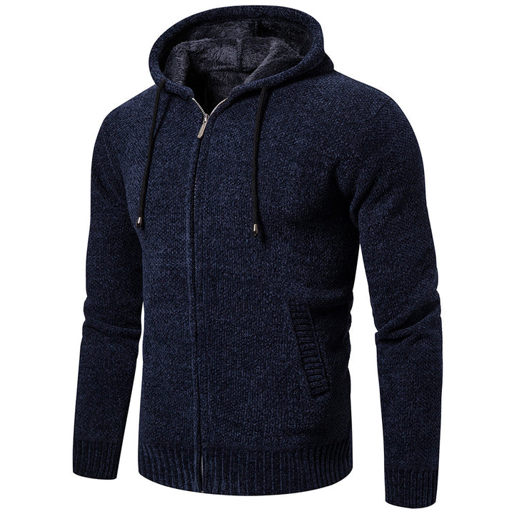 Thick Loose Casual Sweater Men's Cardigan Sweater Plus Fleece Hoodie Sweater - Super Amazing Store