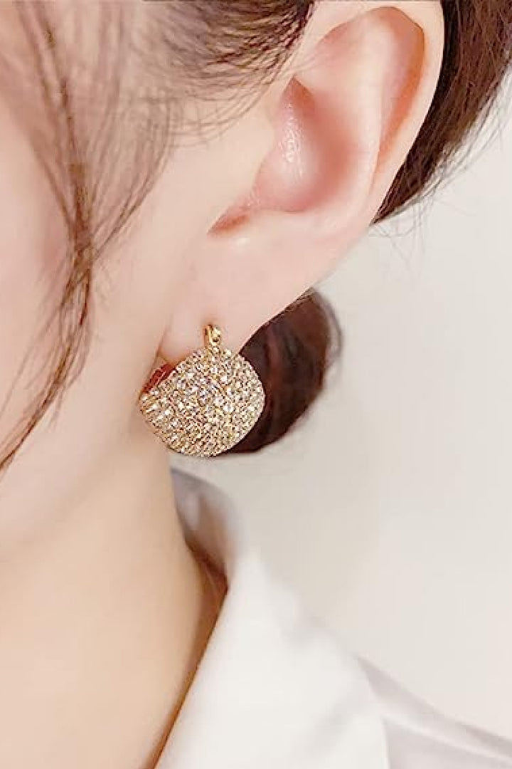 Inlaid Cubic Zirconia Brass Earrings Trendsi