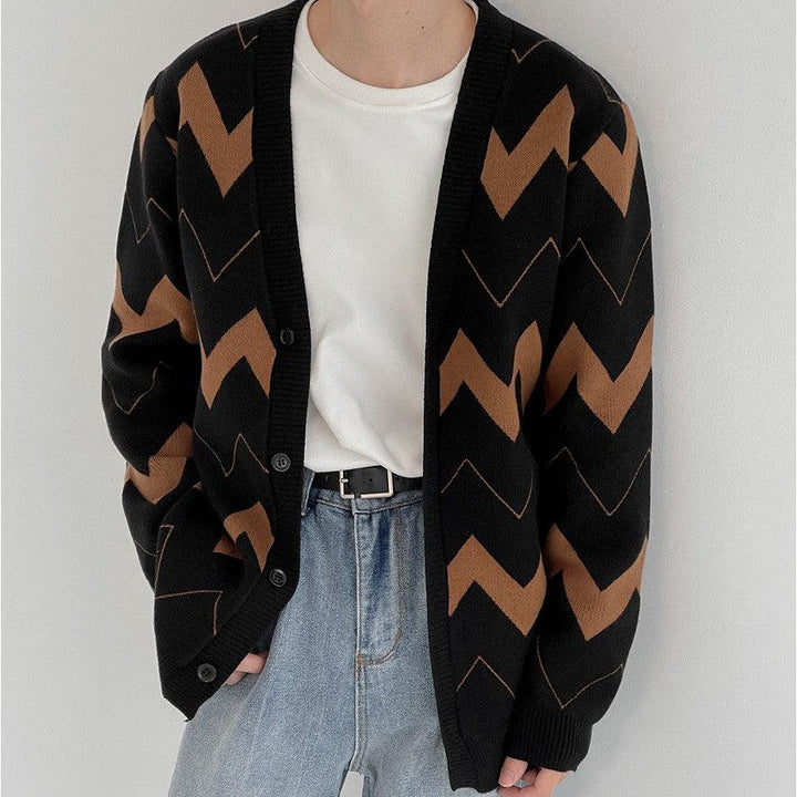 Wave Pattern Cardigan Sweater Men - Super Amazing Store