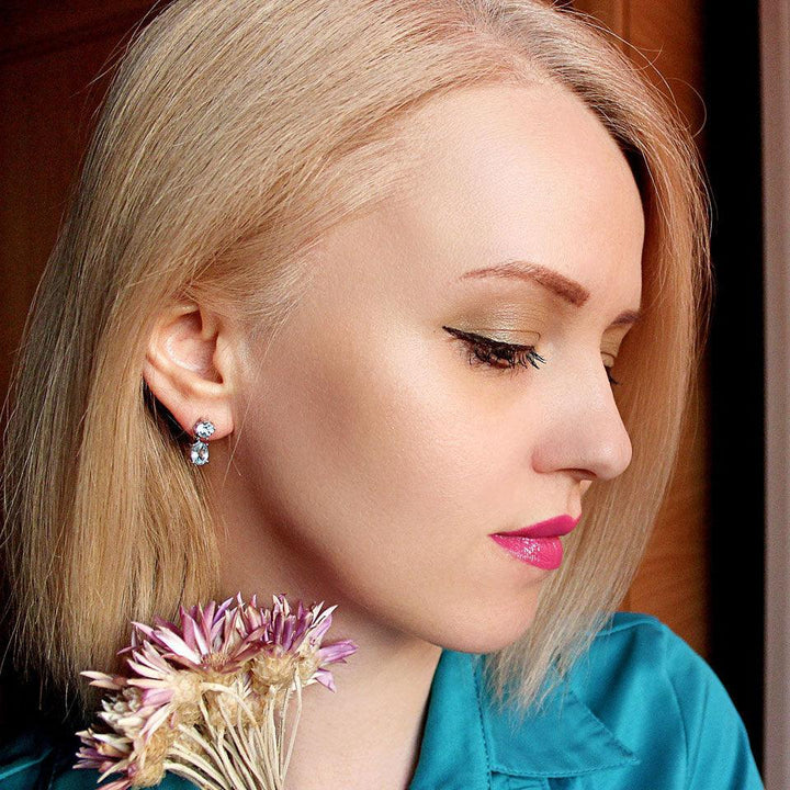 Female Sapphire Long Earrings Temperament Personality Earrings - Super Amazing Store