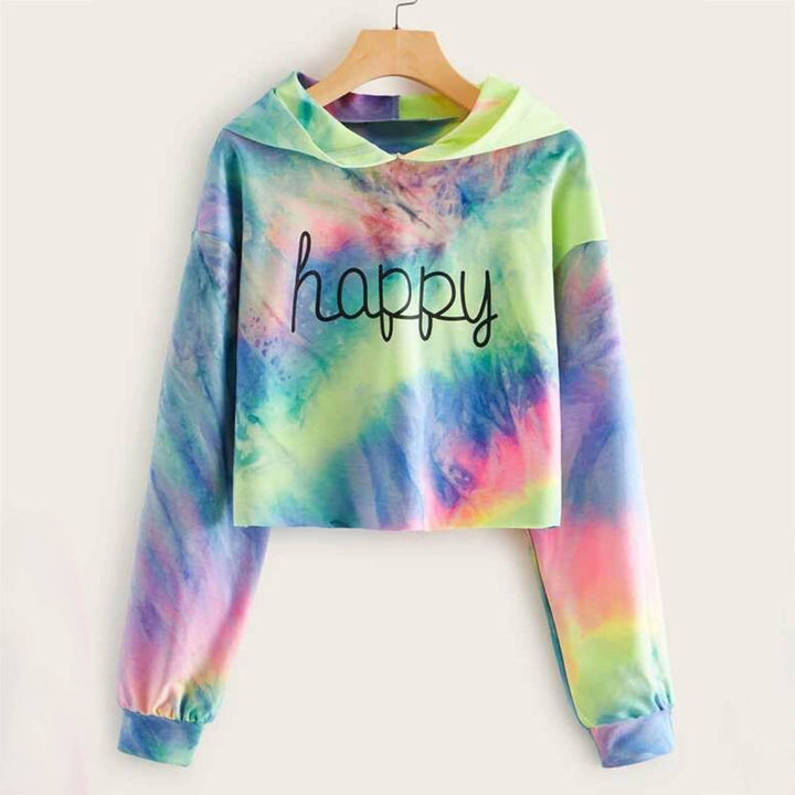 Crop Top Tie Dye Print Women's Sweatshirt - Super Amazing Store