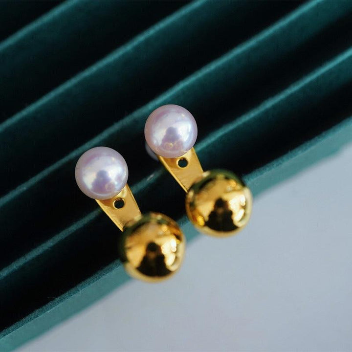 Pearl And Small Gold Ball Combined With Gold Earrings - Super Amazing Store