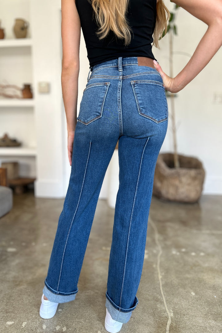 Judy Blue Full Size High Waist Front Seam Detail Straight Jeans Trendsi