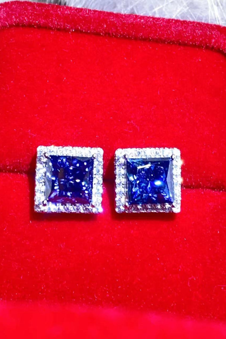 925 Sterling Silver 4 Carat Moissanite Square Earrings Trendsi