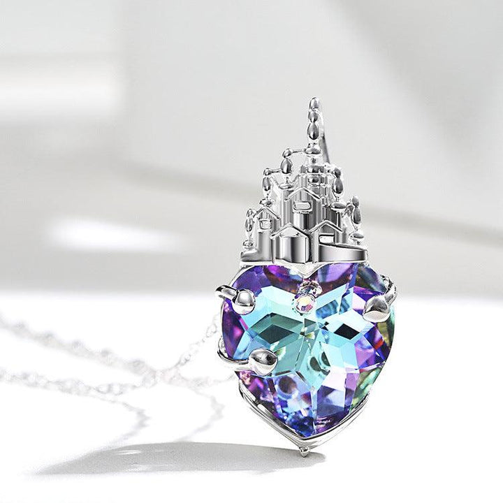 Cidelle European And American Hot Style S925 Sterling Silver Necklace Female Fashion Simple Wild Crystal Heart-shaped Love Castle Pendant - Super Amazing Store