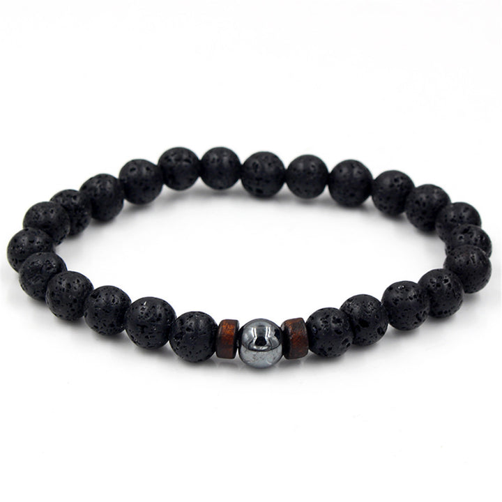 Personality Men's Black Volcanic Stone Bracelet Q2