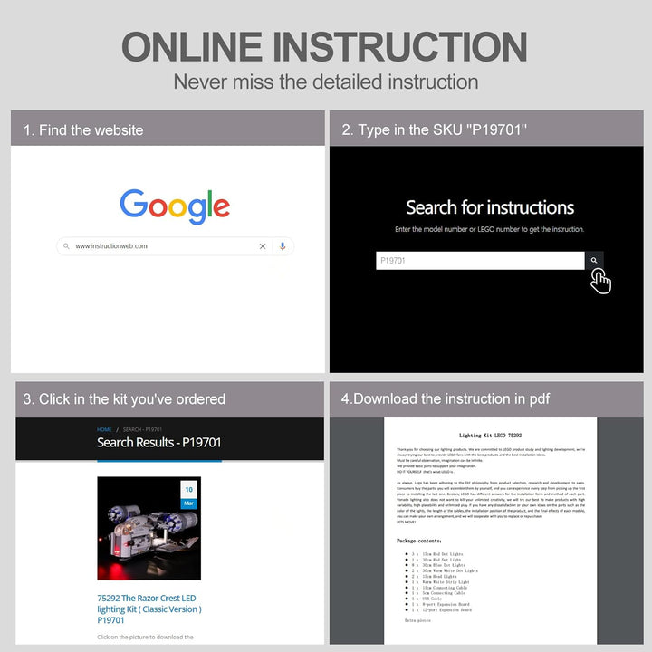 Decoration Light Kit for Lego the Razor Crest the Mandalorian 75292 Set,Pack with USB Powered Lights and Cables without Building Blocks Model (Basic Version)