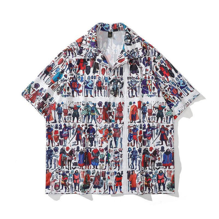 High Street Retro Full Print Short-sleeved Shirts For Men And Women - Super Amazing Store