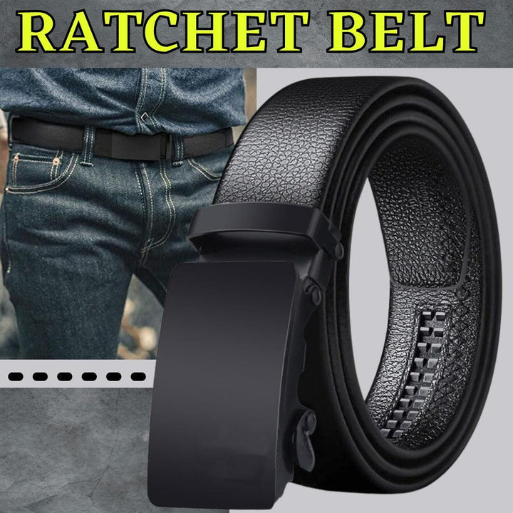 Microfiber Leather Mens Ratchet Belt Belts For Men Adjustable Automatic Buckle Black - Super Amazing Store