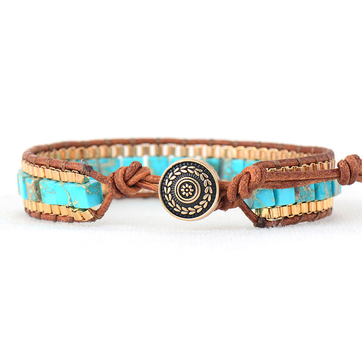 Fashion Imperial Stone Hand-woven Leather Bracelet Q2