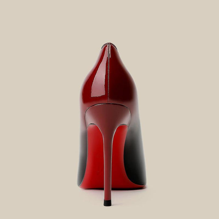 Patent Leather Black Red Gradient Color High Heels Niche Design Super Amazing Store