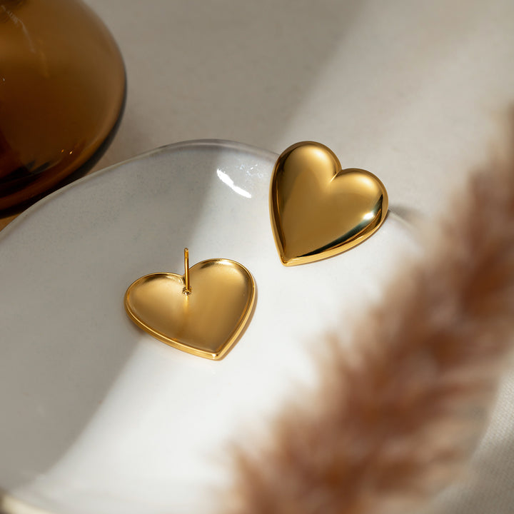 Stainless Steel Heart Stud Earrings Trendsi