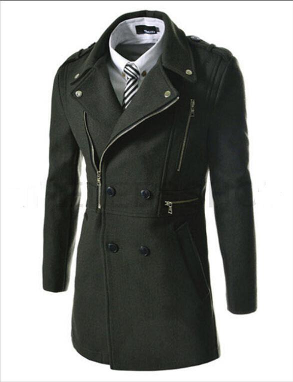 Fashion Multi Zipper Fitted Trench Coat Q2