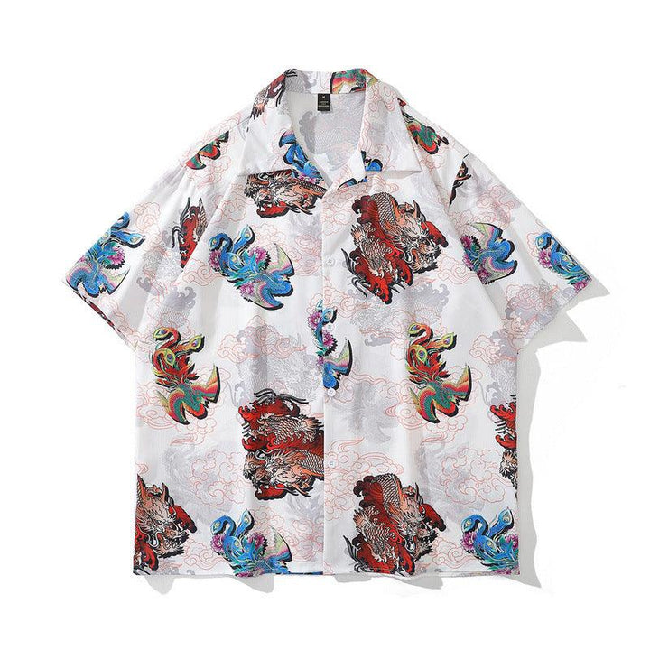 High Street Retro Full Print Short-sleeved Shirts For Men And Women - Super Amazing Store