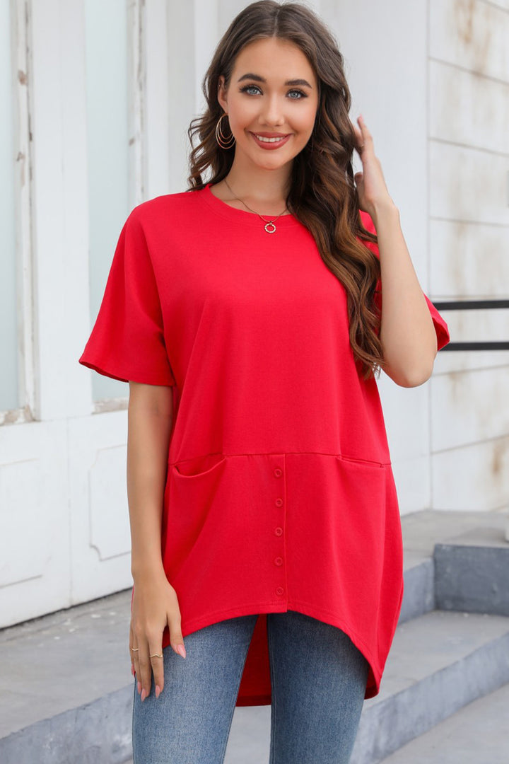 Round Neck Short Sleeve T-Shirt Trendsi