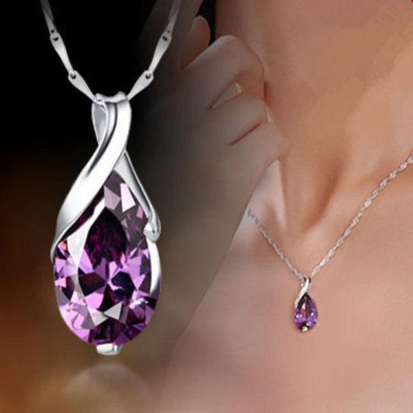 Sweet Purple Crystal Women's Necklace Angel Tears - Super Amazing Store