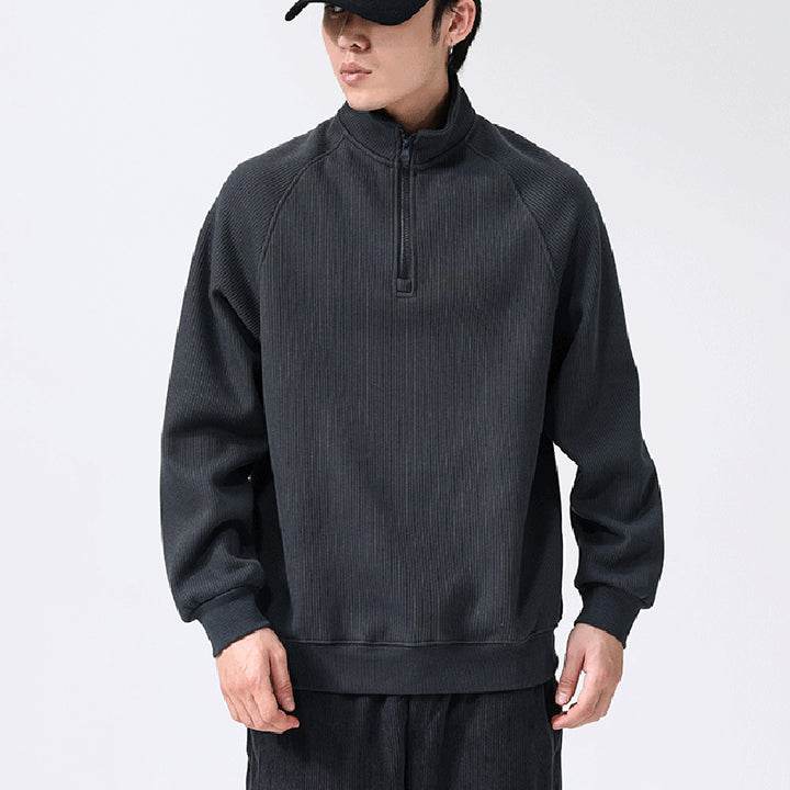 Stand-collar Fleece Sweatshirt Winter Warm Long Sleeve Q2