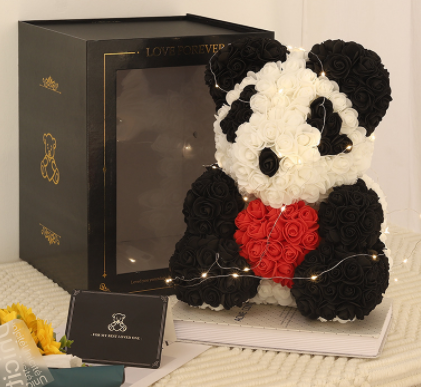 Rose Bear Eternal Flower Rose Teddy Bear PE Foam Bear 25cm