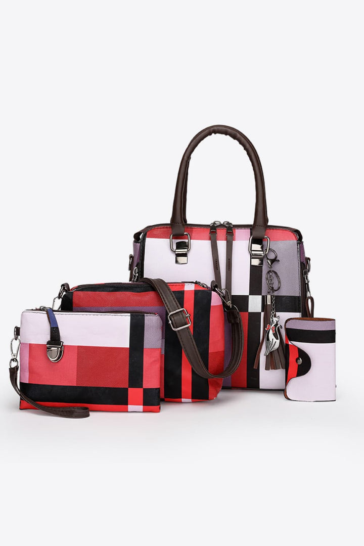 4-Piece Color Block PU Leather Bag Set - Super Amazing Store