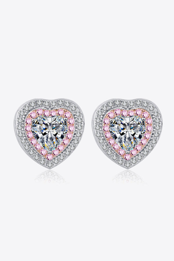 Moissanite Heart-Shaped Stud Earrings Trendsi