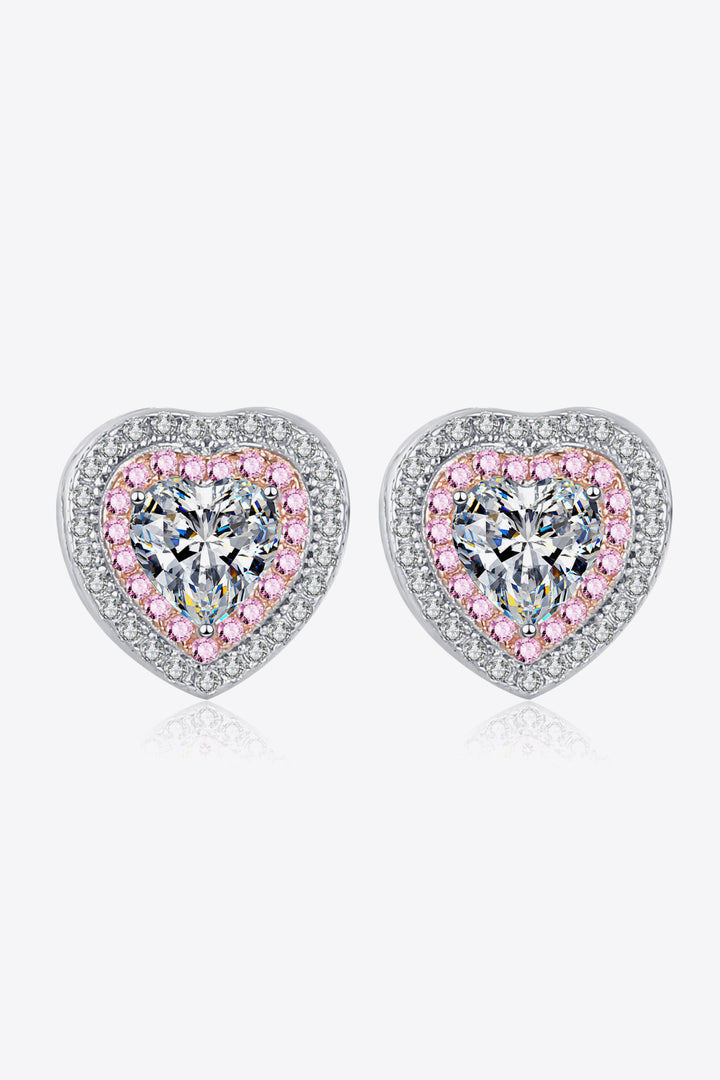 Moissanite Heart-Shaped Stud Earrings Trendsi